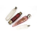 Four Georgian and Victorian cut glass scent bottles, AF, including a ruby double compartment