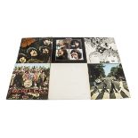 Beatles LPs, nine UK release Beatles albums comprising Rubber Soul, Sgt Pepper, White Album (