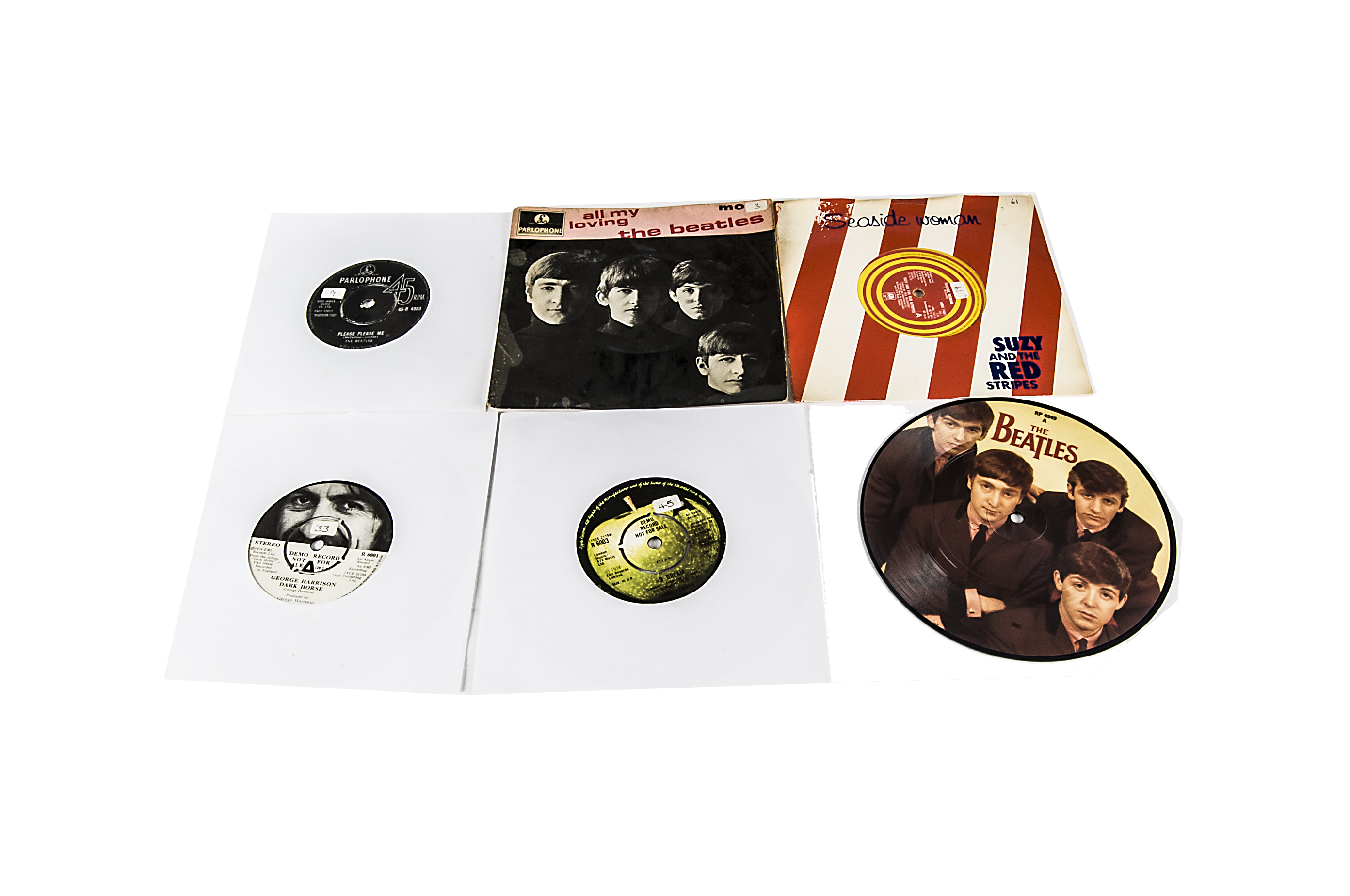 Beatles and Solo EPs and Singles, approximately sixty-five EPs and 7" singles by The Beatles and