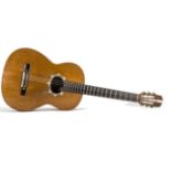 Baritone guitar by Martinez, large bodied Guitar, 69cm string length, having mother of pearl sound