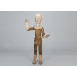 A rare large late 18th century European carved wooden articulated Santos figure/doll, the solid