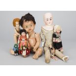 Various dolls, two bisque headed national costume dolls —8in. (20.5cm.) high; a German bisque