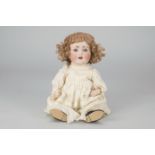 A Kley & Hahn 680 character baby, with blue lashed sleeping eyes, replaced ginger wig, bent-limbed