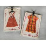 Pedigree Sindy carded outfits, 12S51 Leather Looker and 12S55 Summery Days, on cards in polythene