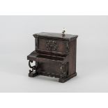 A rare large scale Rock & Graner dolls’ house piano, painted wood grained tinplate, serpent