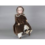 A large Kley & Hahn Walkure child doll, with brown sleeping eyes, pierced ears, blonde mohair wig,