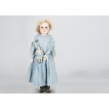 An Armand Marseille Floradora shoulder head doll, with blue sleeping eyes, blonde mohair wig,