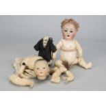 Two German character babies, a Schutmeister & Quendt 201 with blue sleeping eyes, strawberry