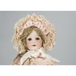 A child doll with walking mechanism, replacement Ernst Heubach 250 head with blonde mohair wig,