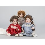 Three small German character babies, a Catterfelder Puppenfabrik 201 —10in. (25.5cm.) high, a Bahr &