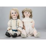 Two German bisque headed character babies, an Armand Marseille for George Borgfeldt 327 with blue