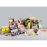 Plastic toys, a dozen trade box of Palitoy Tumbler Toys; a trade box of three plastic penguin