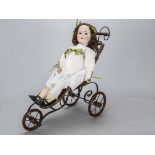 A Max Handwerck 286 Bebe Elite child doll, with brown sleeping eyes, replaced brown wig, jointed