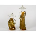 Two Venetian Vetri Venini Murano glass figures, characters in Asian costume with gold inclusions,