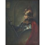 Brian Coole (born 1939) oil on board, an Anglo-American painting of a gladiator dressed in armour,