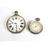 A 20th Century Swiss pocket watch, white enamel dial with Roman numerals, subsidiary dial to six,