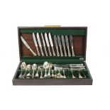 A canteen of Solingen Germany silver plated cutlery, containing knives, serving spoons, dessert