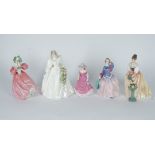 Four Royal Doulton figures, HN2021 Blithe Morning, HN1928 Margarite, Hn3286 Alexandra signed by