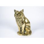 A brass cat fire companion, height 33.5 cm, the back with registration number and 'made in England',