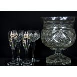 A quantity of glassware, including a Desna vase with moulded mermaids and figures, a Gleneagles