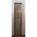 A rare Queen Victoria Coronation State procession scroll, printed in blue on paper by J. Hartnell,
