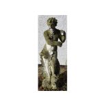 A composite statue of Neptune, standing upon a dolphin, a trident in his hand, height 142cm