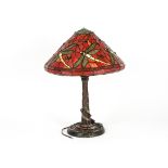 A Tiffany style table lamp and shade, both base and shade decorated with dragonflies, height of