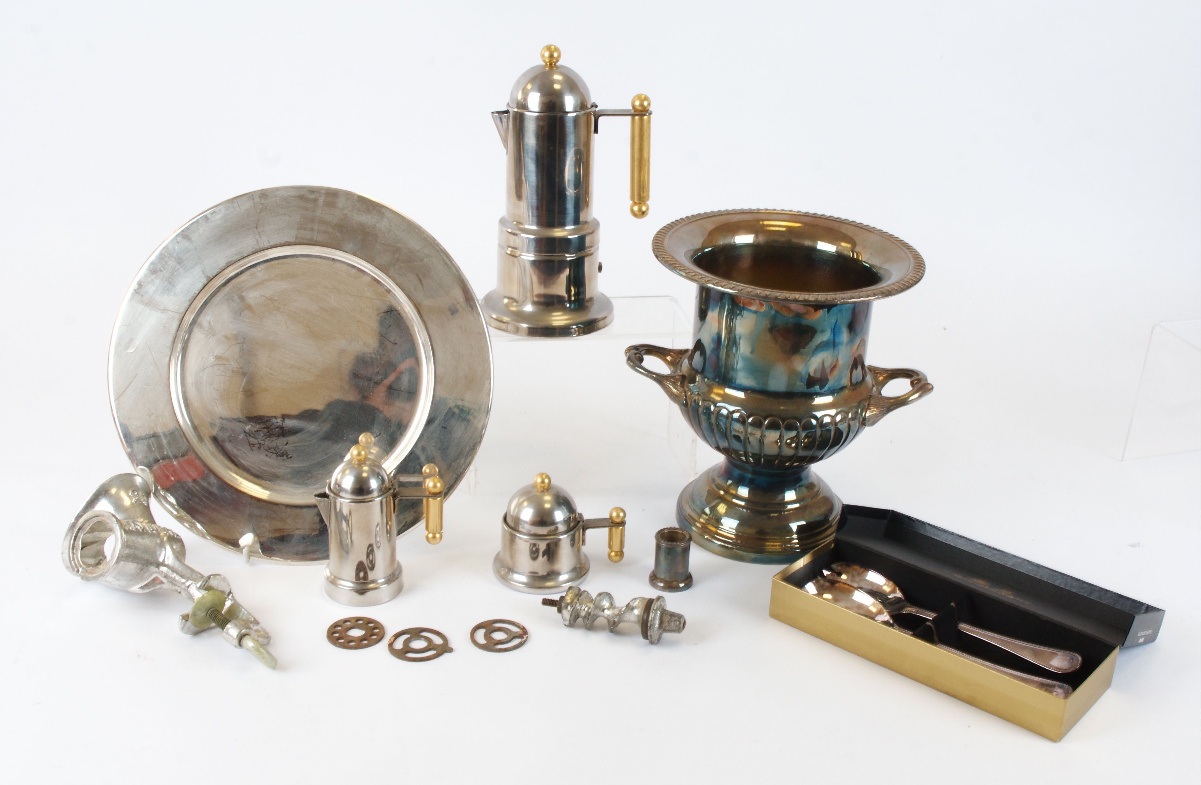 A group of silver plated wares including some mid Century modern Italian designed tablewares,