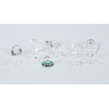 Twelve small Swarovski crystal pieces, to include clam shells opening to reveal pearls, a train
