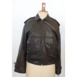 a 1960's Yves Saint Laurent gentleman's brown lamb leather jacket a zip to the front with three