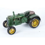 A contemporary metal model, of a John Deere tractor, length 35 cm