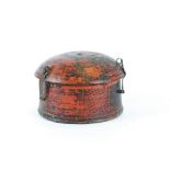 An Indian or Mamluk wooden spice box, with domed top and metalwork hinges, height 16 cm