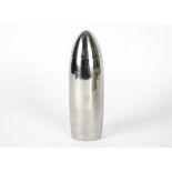 A chrome cocktail shaker, in the shape of a bullet, height 22.5cm