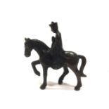 A 19th Century Chinese spelter model, of a figure on horseback, height 10cm