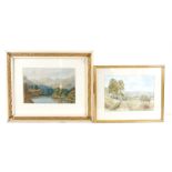 Four small 19th & 20th Century watercolours on papers, displaying landscape scenes, including one