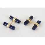 A pair of lapis lazuli cufflinks, of cylindrical form