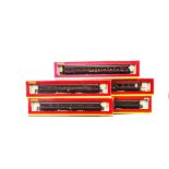 Hornby 00 Gauge BR MR MK1 Coaches, in maroon, all in original boxes, E, boxes F-VG, all with