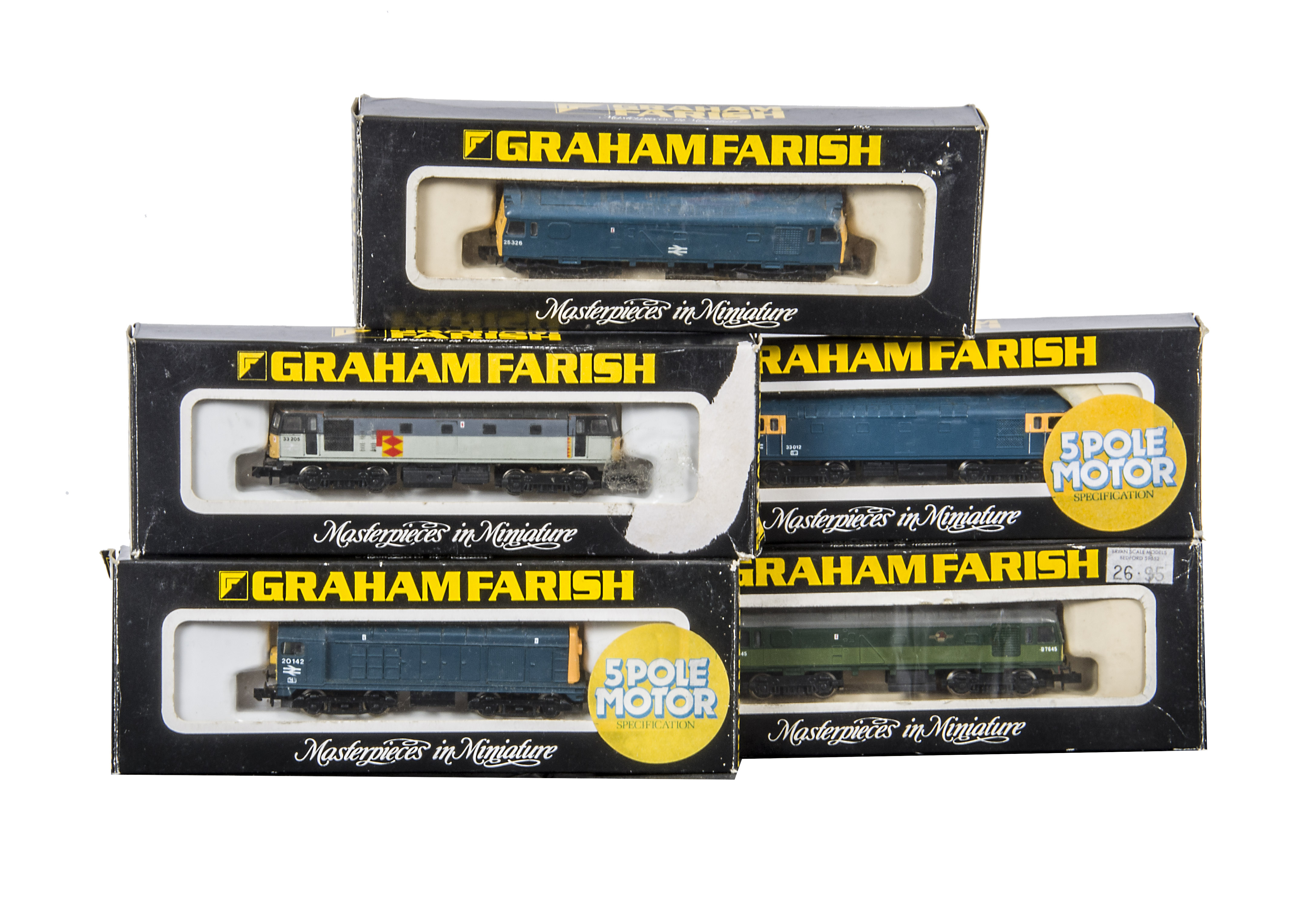 Graham Farish N Gauge Diesel Locomotives, a boxed group of five comprising, Class 33 8315 BR Blue