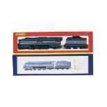 A pair of Hornby 00 Gauge LMS blue Coronation 4-6-2 Steam Locomotives and Tenders, R2206 LMS