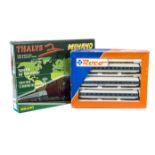 HO Gauge Mehano Thalys Train Set and Roco Interregio Coach Pack, a boxed duo comprising Mehano T 673