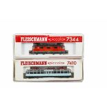 Fleischmann N Gauge DB Electric Railcar and Locomotive, 7410 E-Triebwagen BR 491 001-4 Gläsener