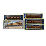 Mantua and AHM American HO Gauge Empire Builder Locomotive and Coaches, a boxed group comprising
