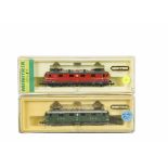 Minitrix N Gauge SBB CFF AE 6/6 Electric Locomotives, 2936 green 11428 and 12967 red 11422 (wear