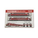 Fleischmann N Gauge 7418 Piccolo Pendolino 2-Car Train Pack, Baureihe VT 610 DB red, in original