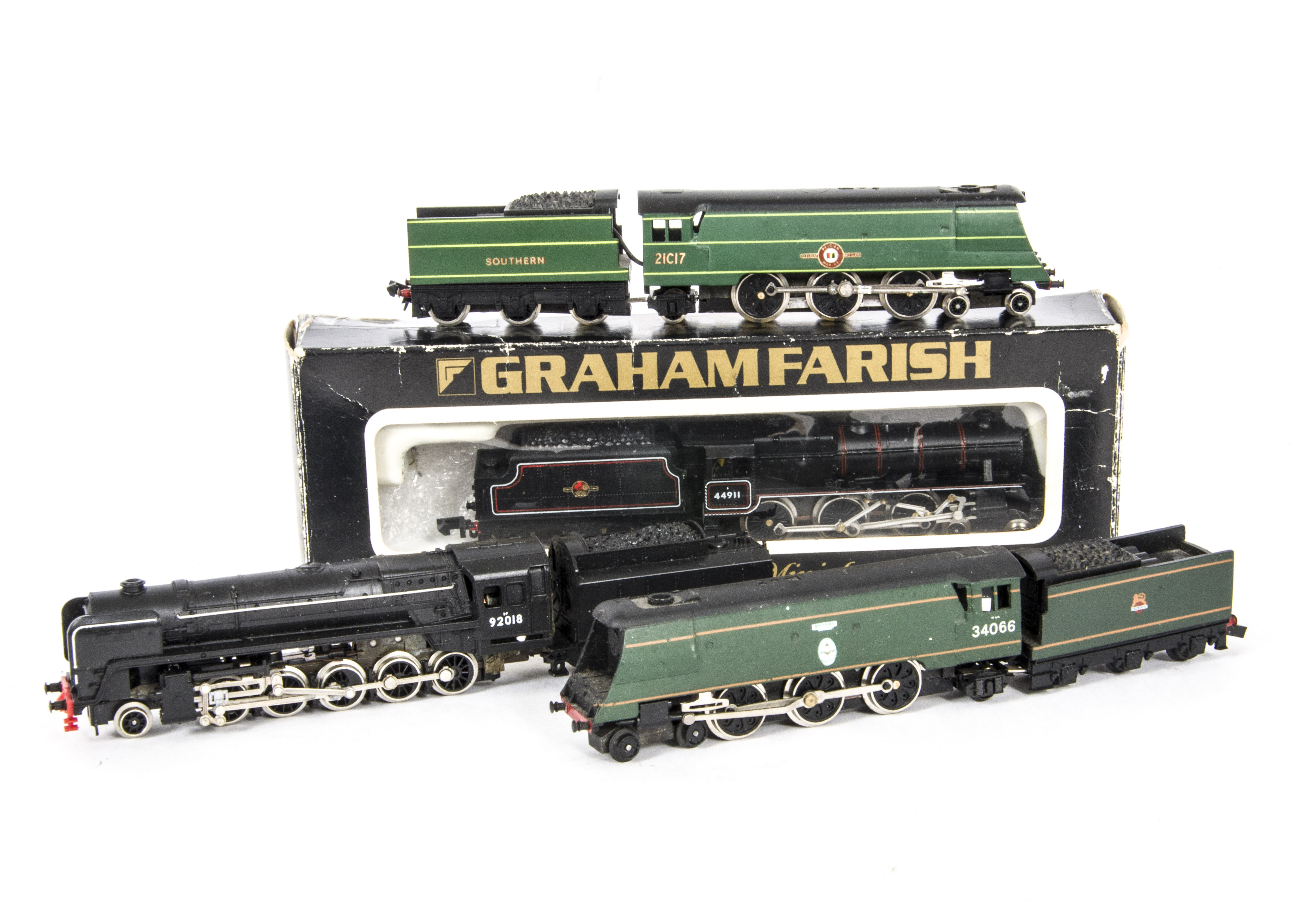 Graham Farish and Hornby Minitrix N Gauge Steam Locomotives and Tenders, a group of four