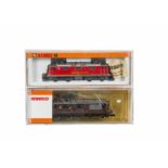 Arnold N Gauge SBB Electric Locomotives, 2473 BLS brown RE 4/4 193 and 2415 SOB red RE 4/4 42,