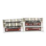 Boxed Märklin HO Gauge 3-rail/stud contact Double-deck Coaching Stock and Fleischmann Flat Wagons,