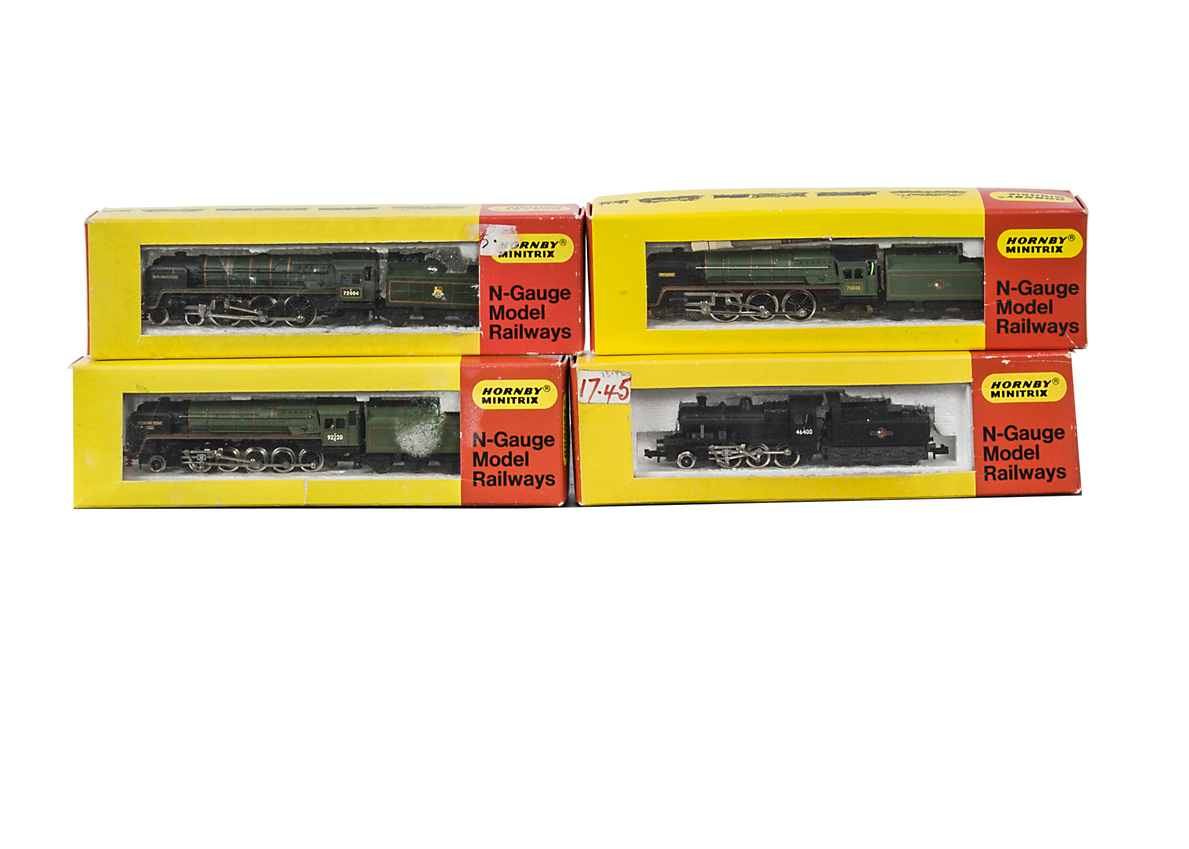 Hornby Minitrix N Gauge Steam Locomotives and Tenders, a boxed group of four comprising N202 BR