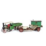 Mamod Live Steam Wagon Roadster and Caravan, the steam wagon (SW1) in green with spirit burner and a