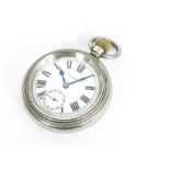LNER Fob Watch, in silver plated case stamped LNER 2992, Swiss made for Record with enamel dial (